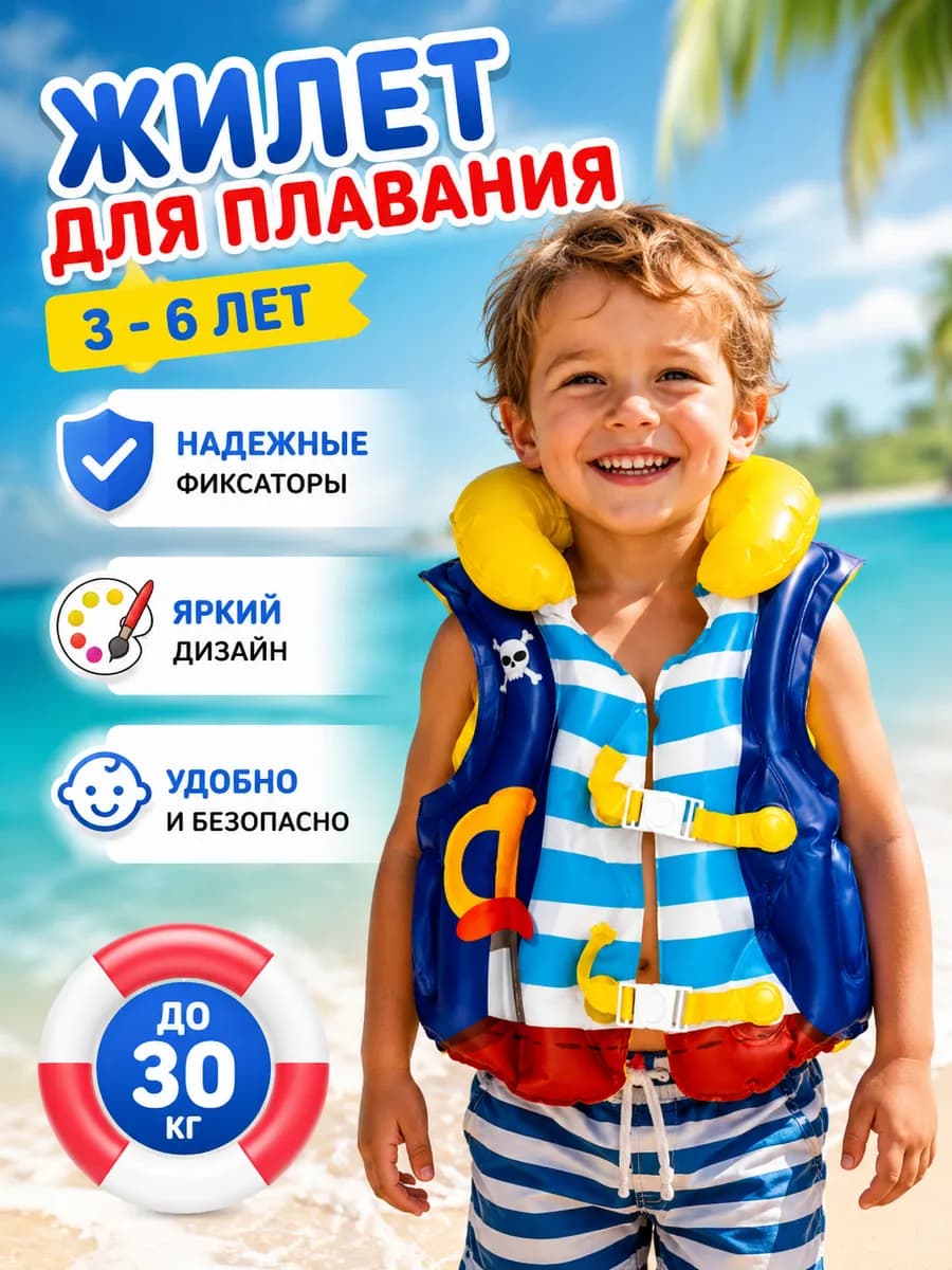 Жилет для плавания надувной детский 46*44 см