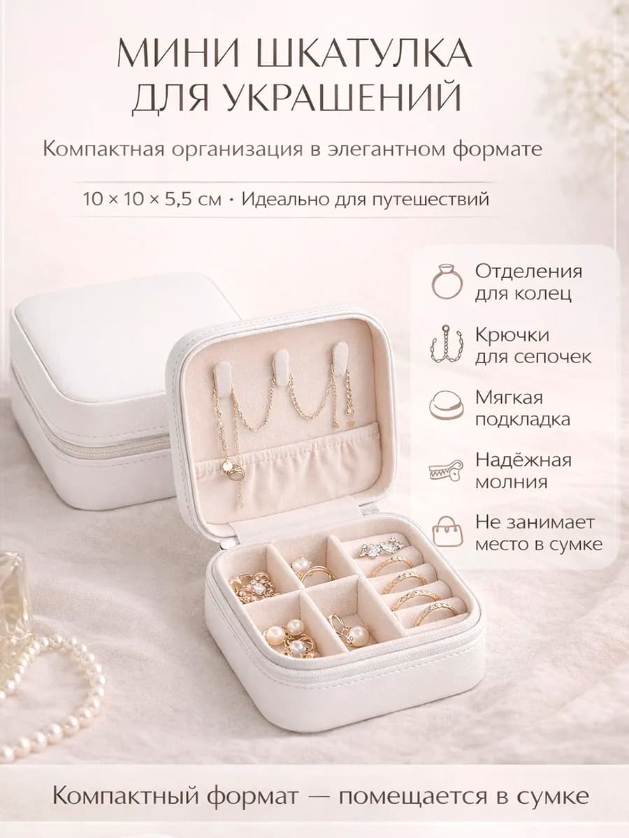Шкатулка для украшений женская, белая