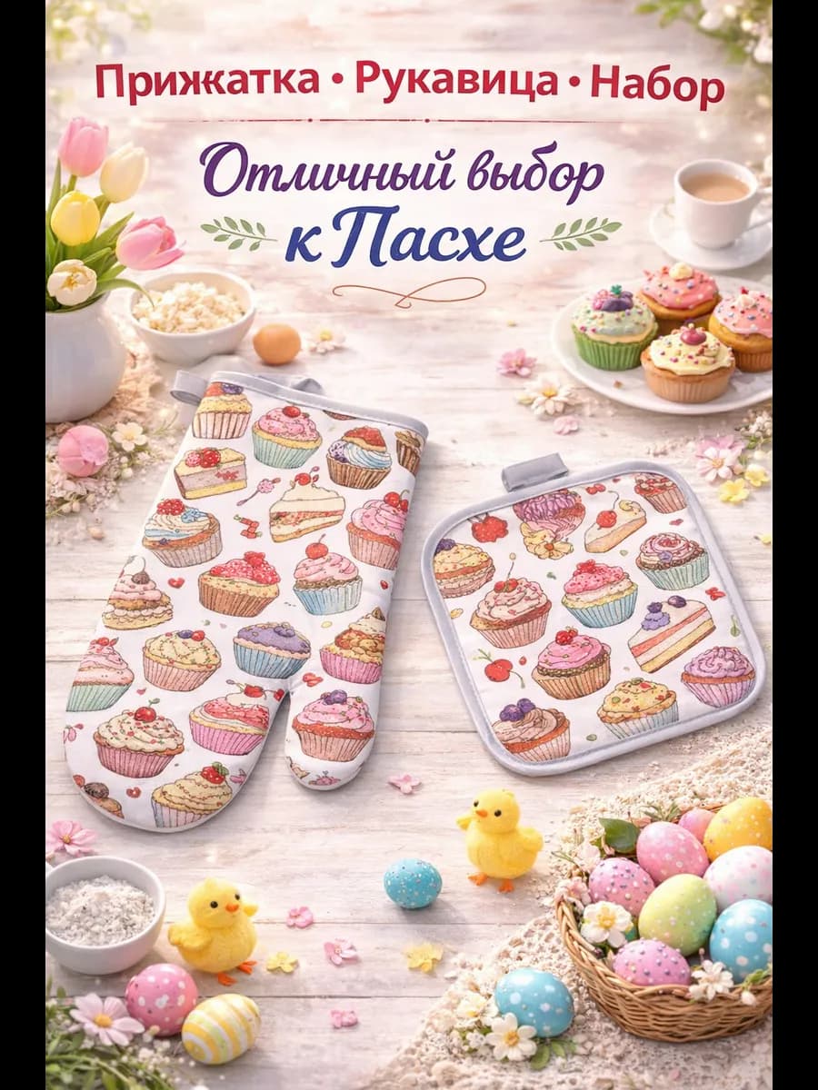 прихватки кухонные набор с варежкой