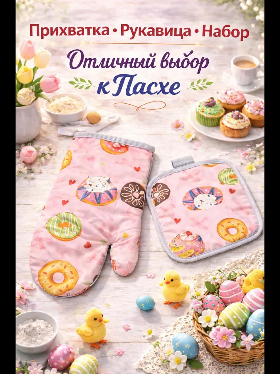 прихватки кухонные набор с варежкой