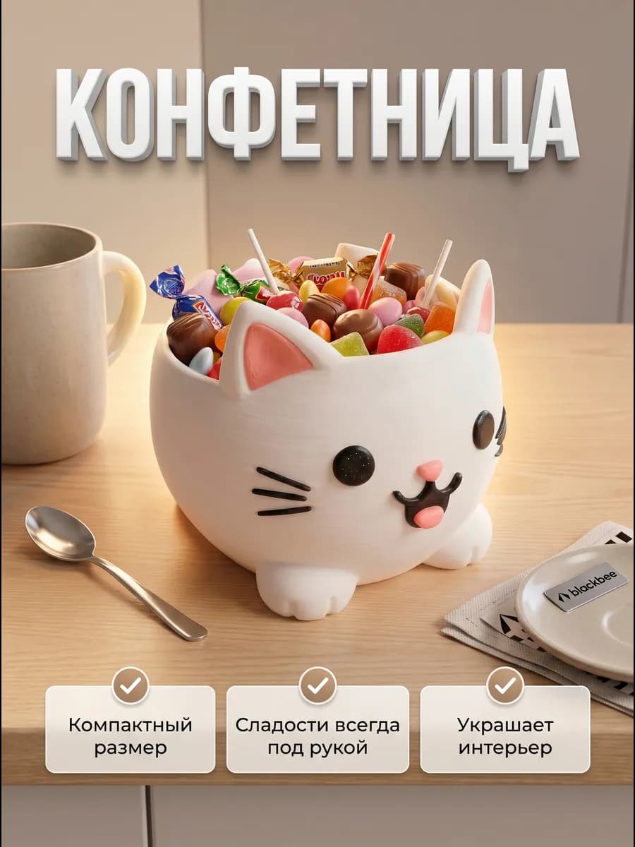 Конфетница декоративная котик