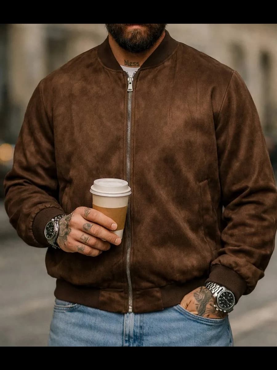 Бомбер куртка замшевая