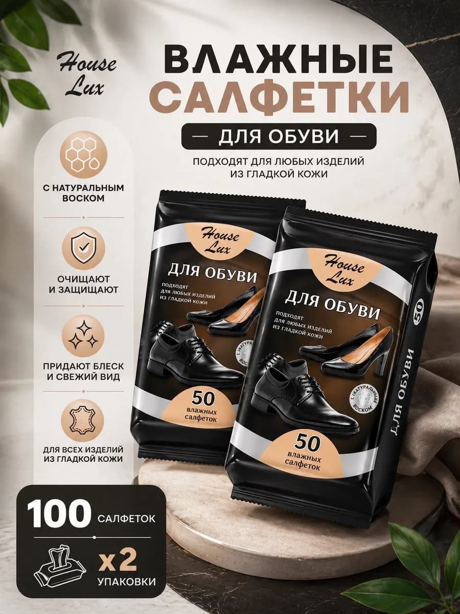 Влажные салфетки для обуви из гладкой кожи
