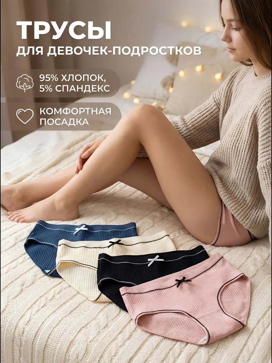 Трусы для подростка набор 4 шт хлопок