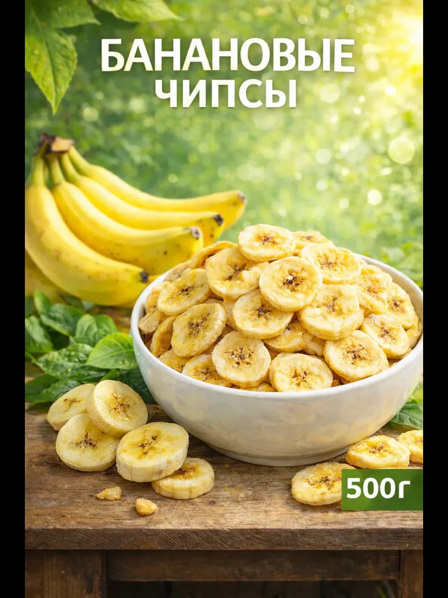 Банановые чипсы сушеные 500г