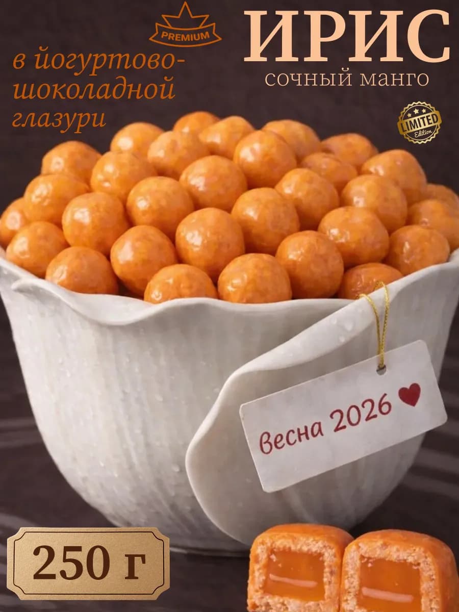 Ирис сочный манго в йогуртово-шоколадной глазури 250 гр