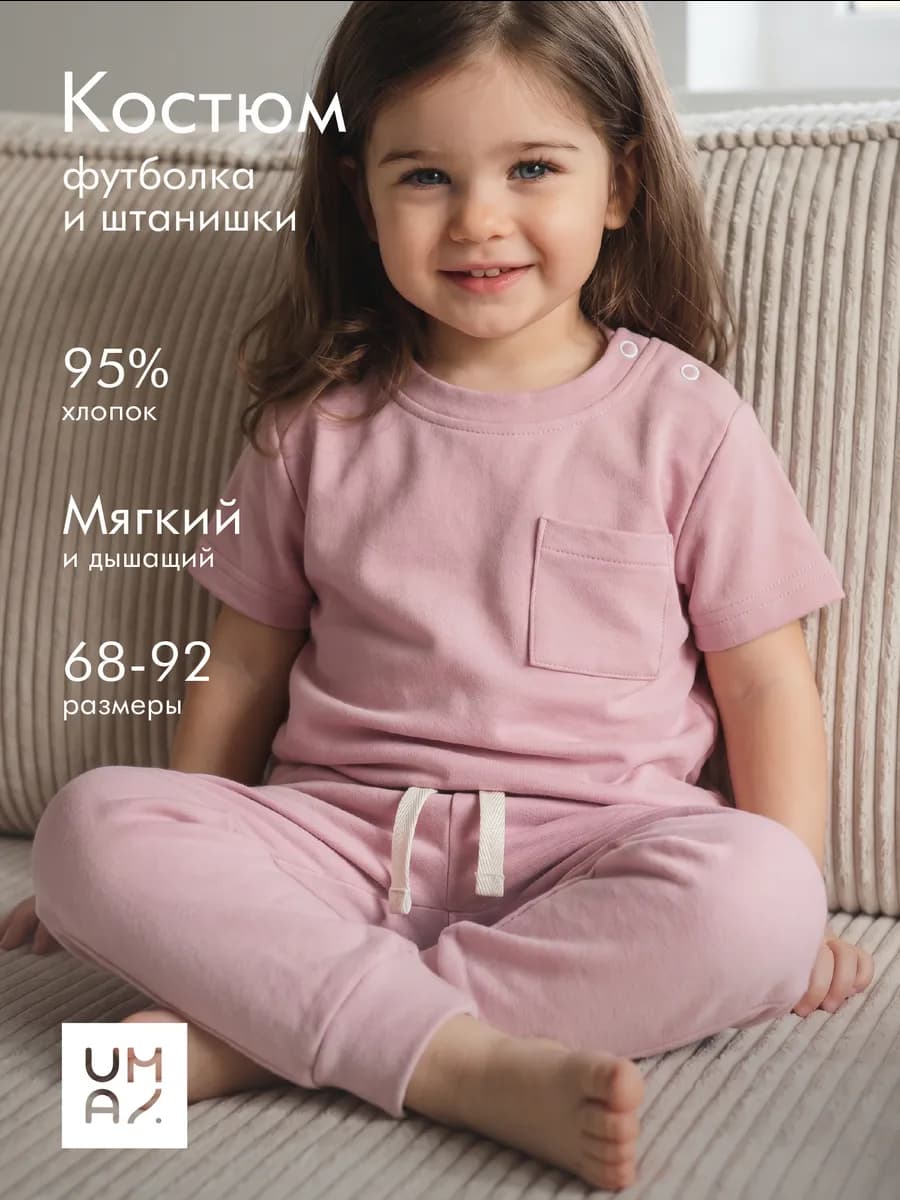 Костюм для девочки с футболкой летний