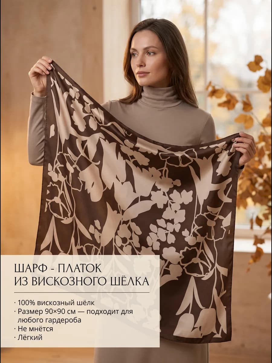 Шарф платок абстракция цветы