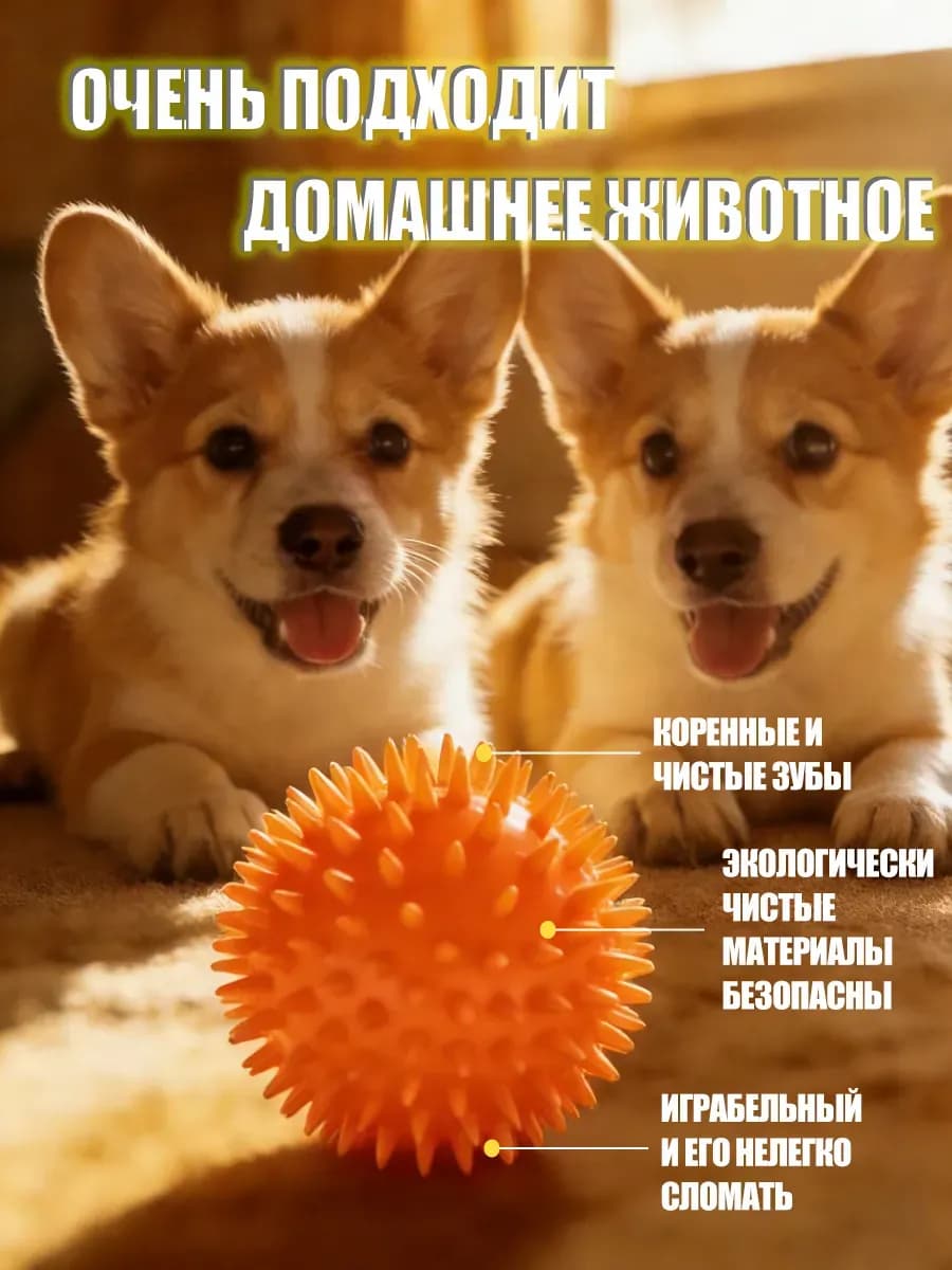 Игрушка для собак,Мяч для собак с шипами и пищалкой