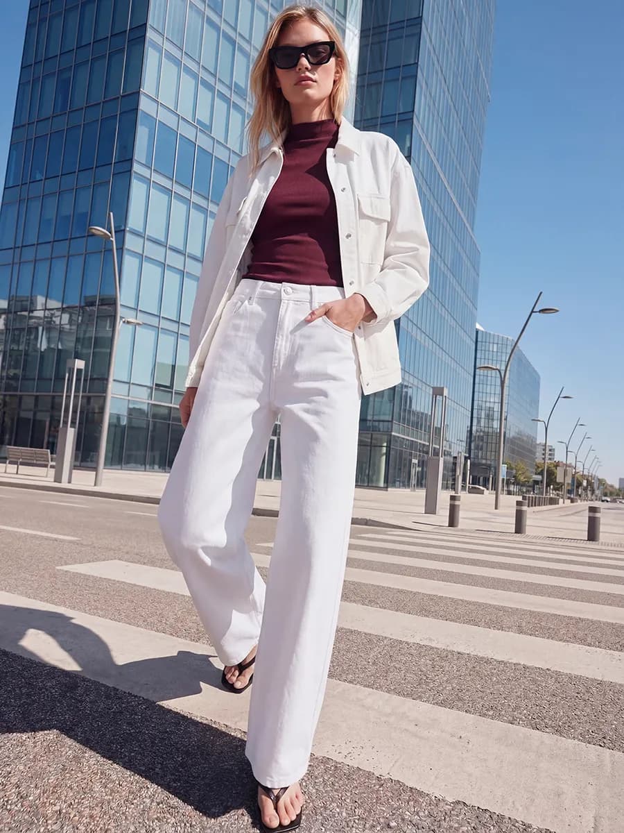 Джинсы Wide leg с высокой посадкой