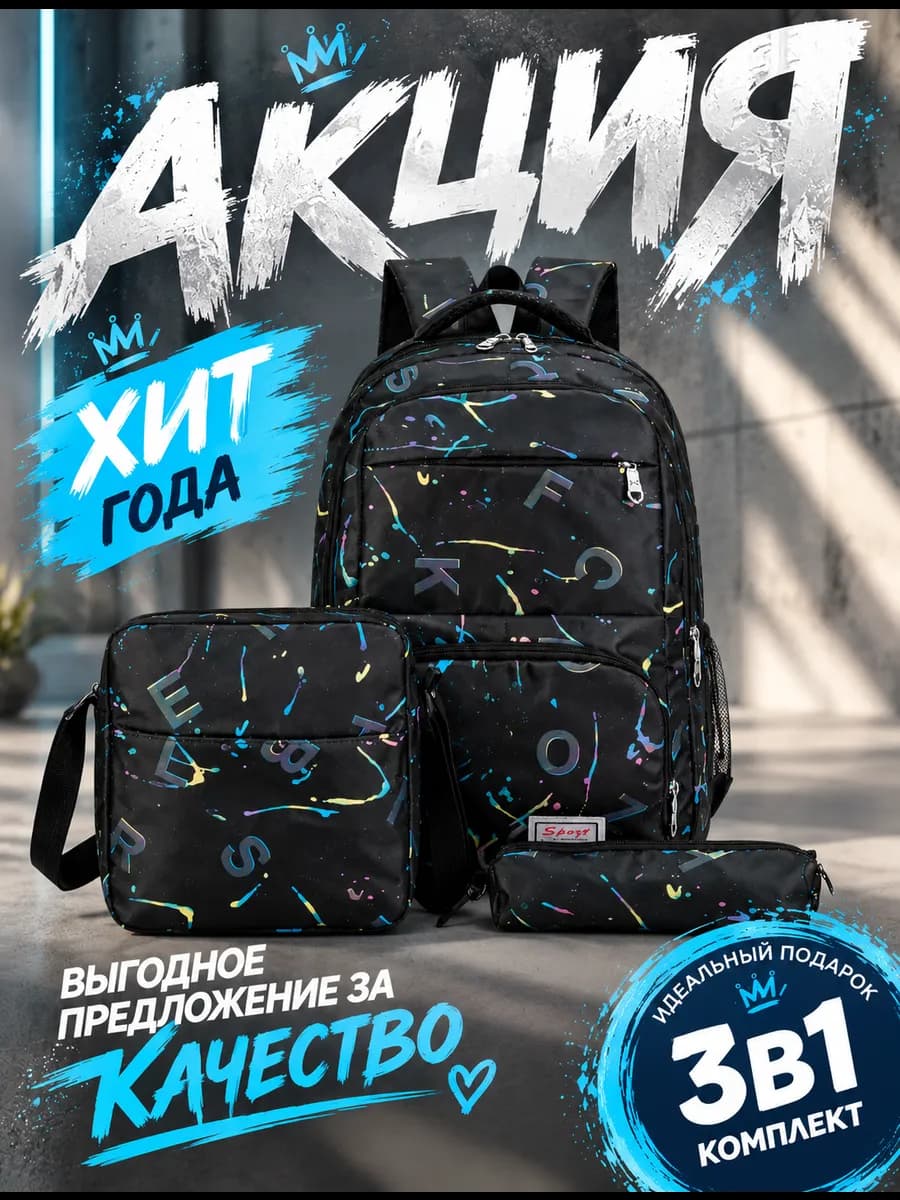 Рюкзак школьный 3 в 1 для подростка