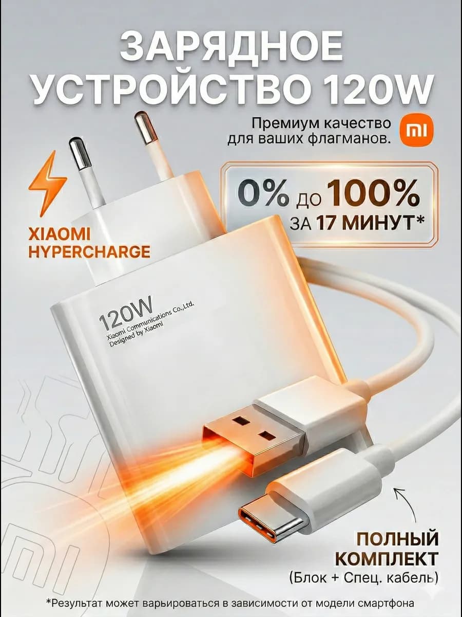 Быстрая зарядка для телефона Xiaomi 120W блок питания GaN