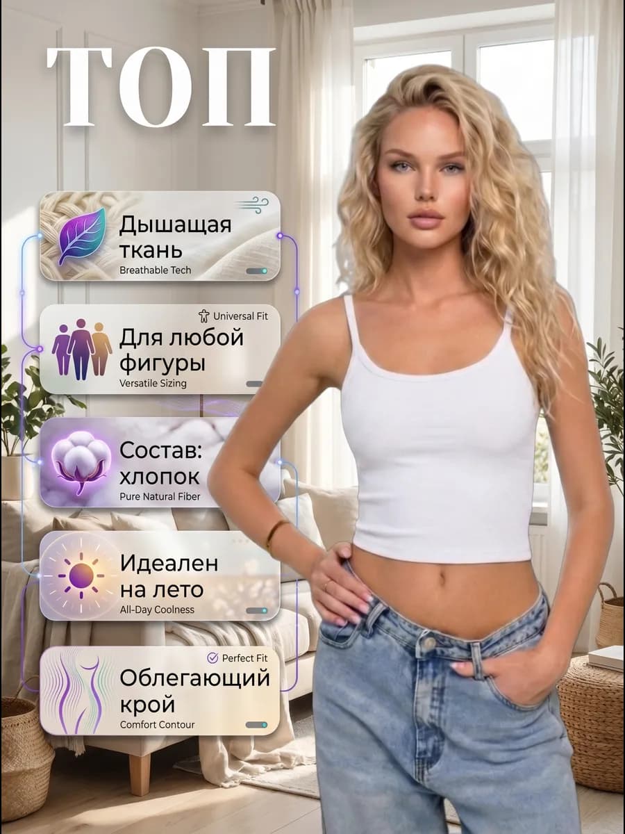 Топ летний на тонких бретелях