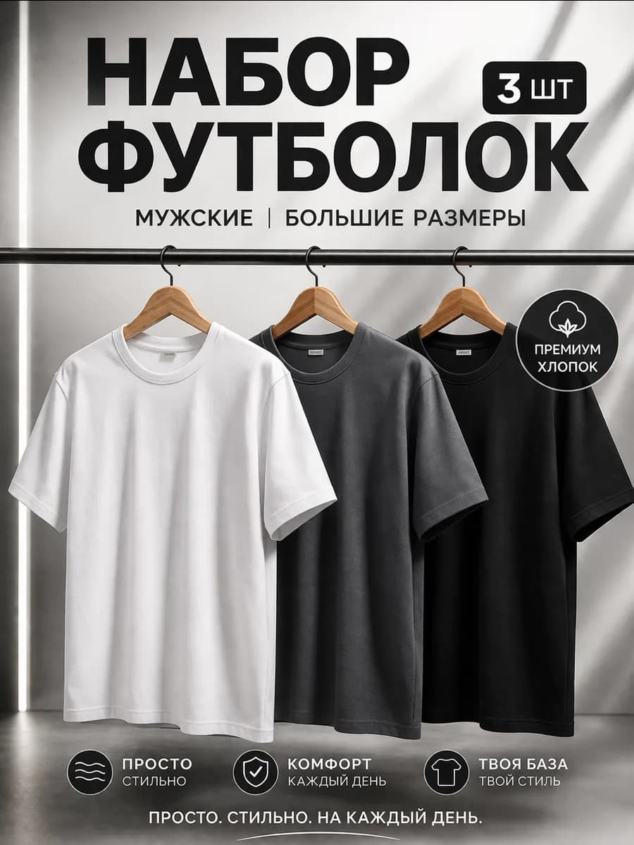 футболка хлопок 3 шт