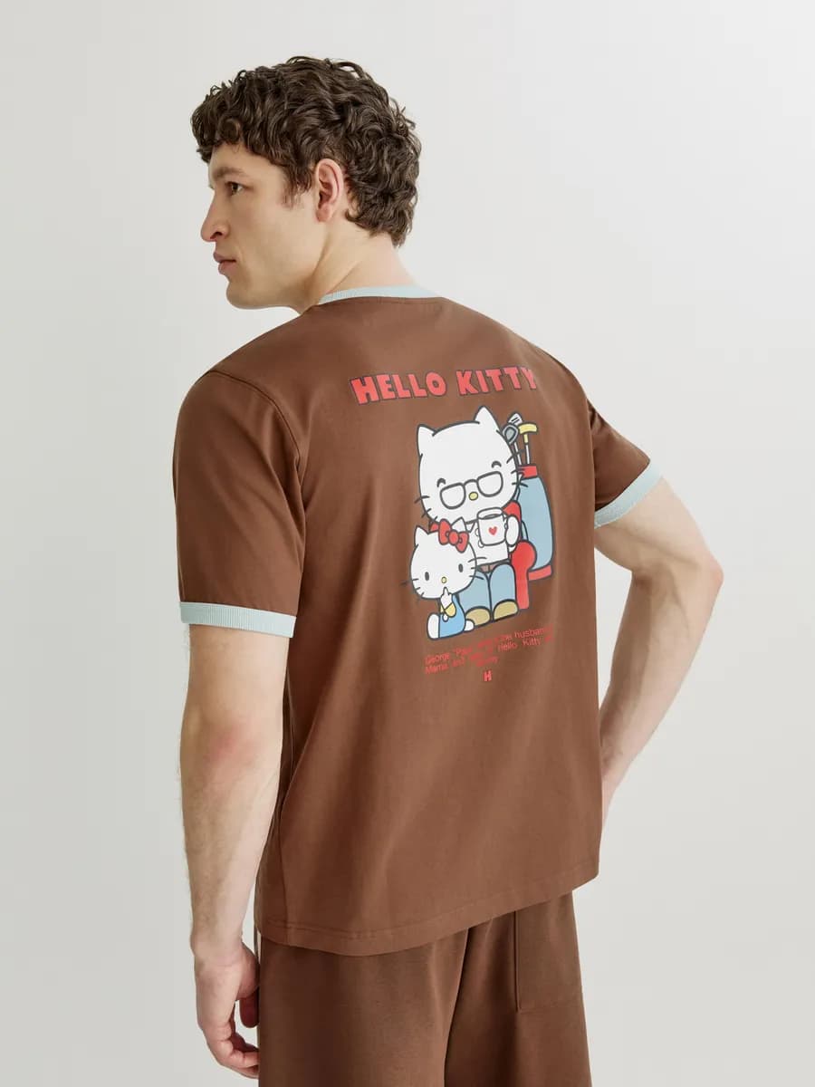 Футболка с принтом прямая хлопок с принтом Hello Kitty