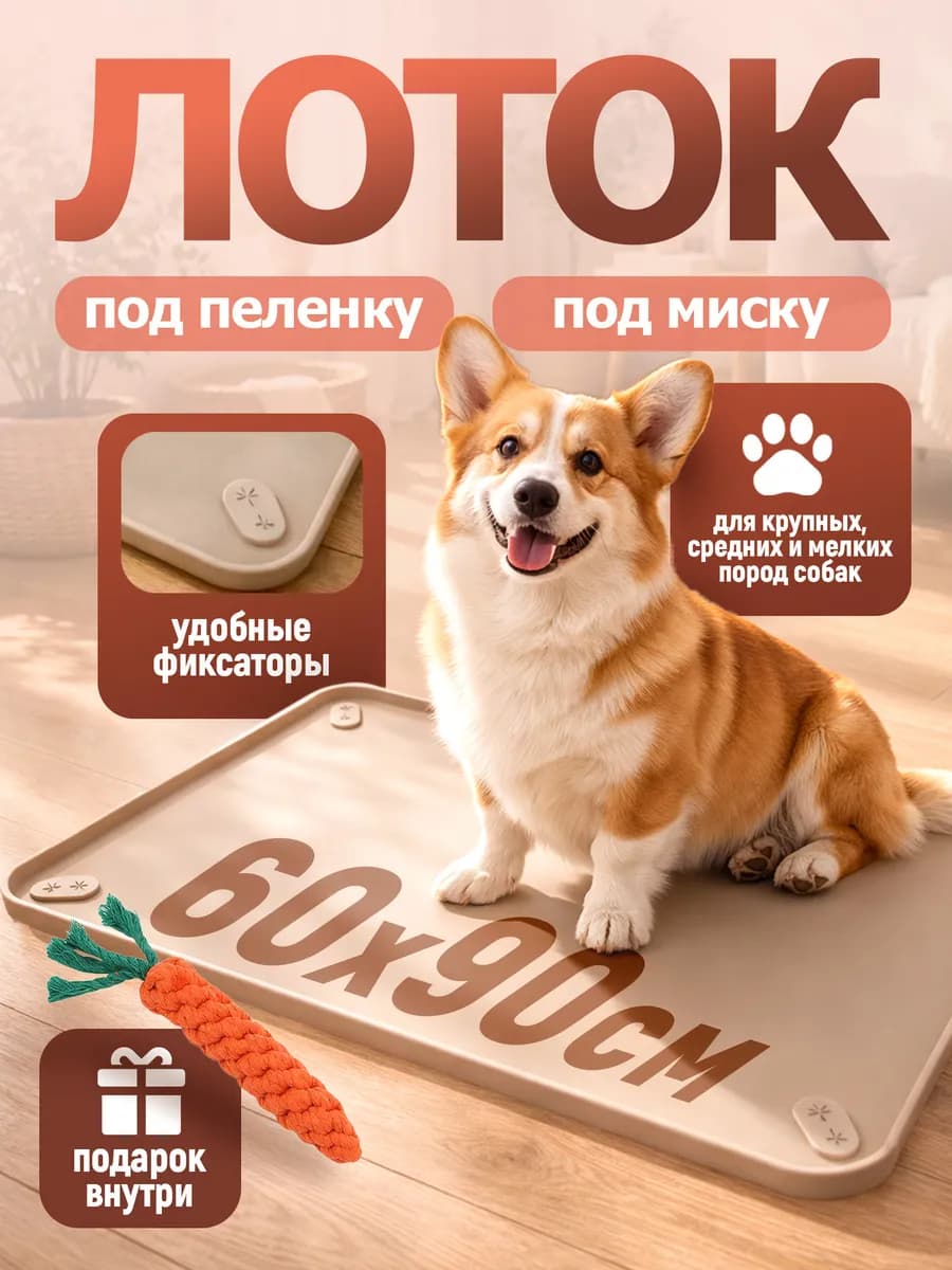 Лоток для собак под пеленку 60х90 силиконовый