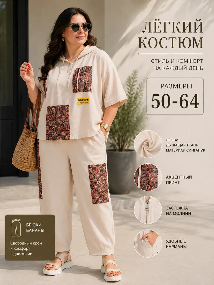Летний костюм спортивный бохо больших размеров