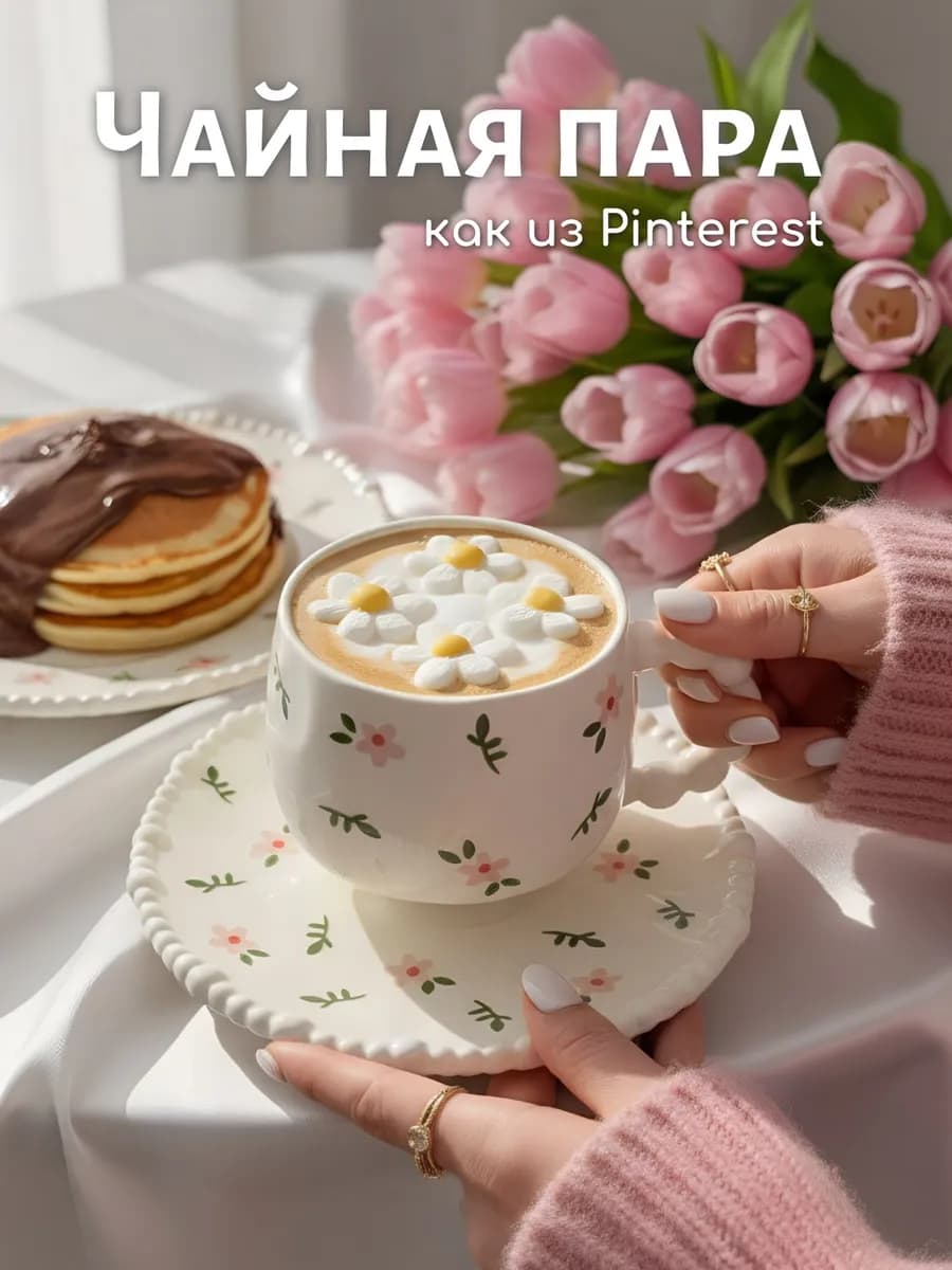 Кружка для чая и кофе с блюдцем чашка чайная пара