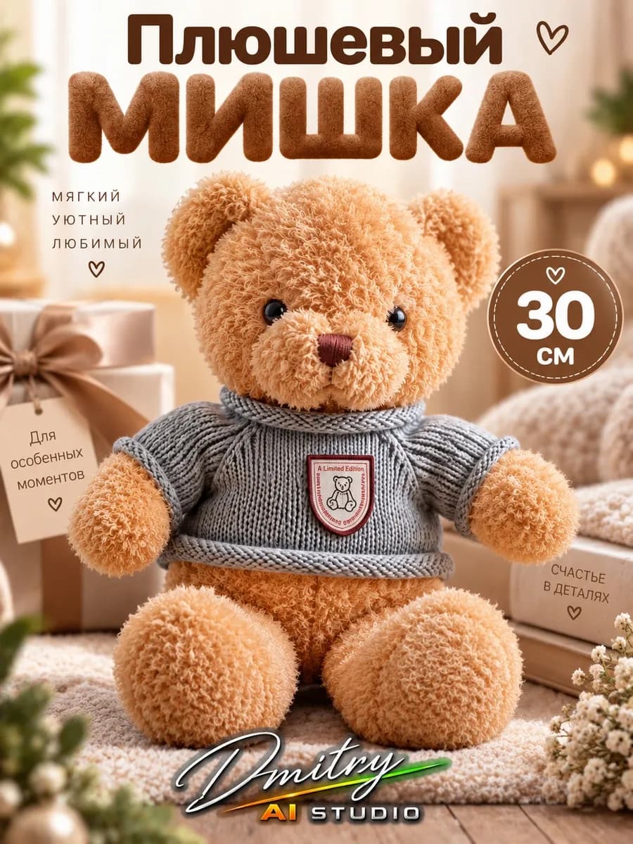 Мягкая Игрушка Мишка плюшевый 30 см