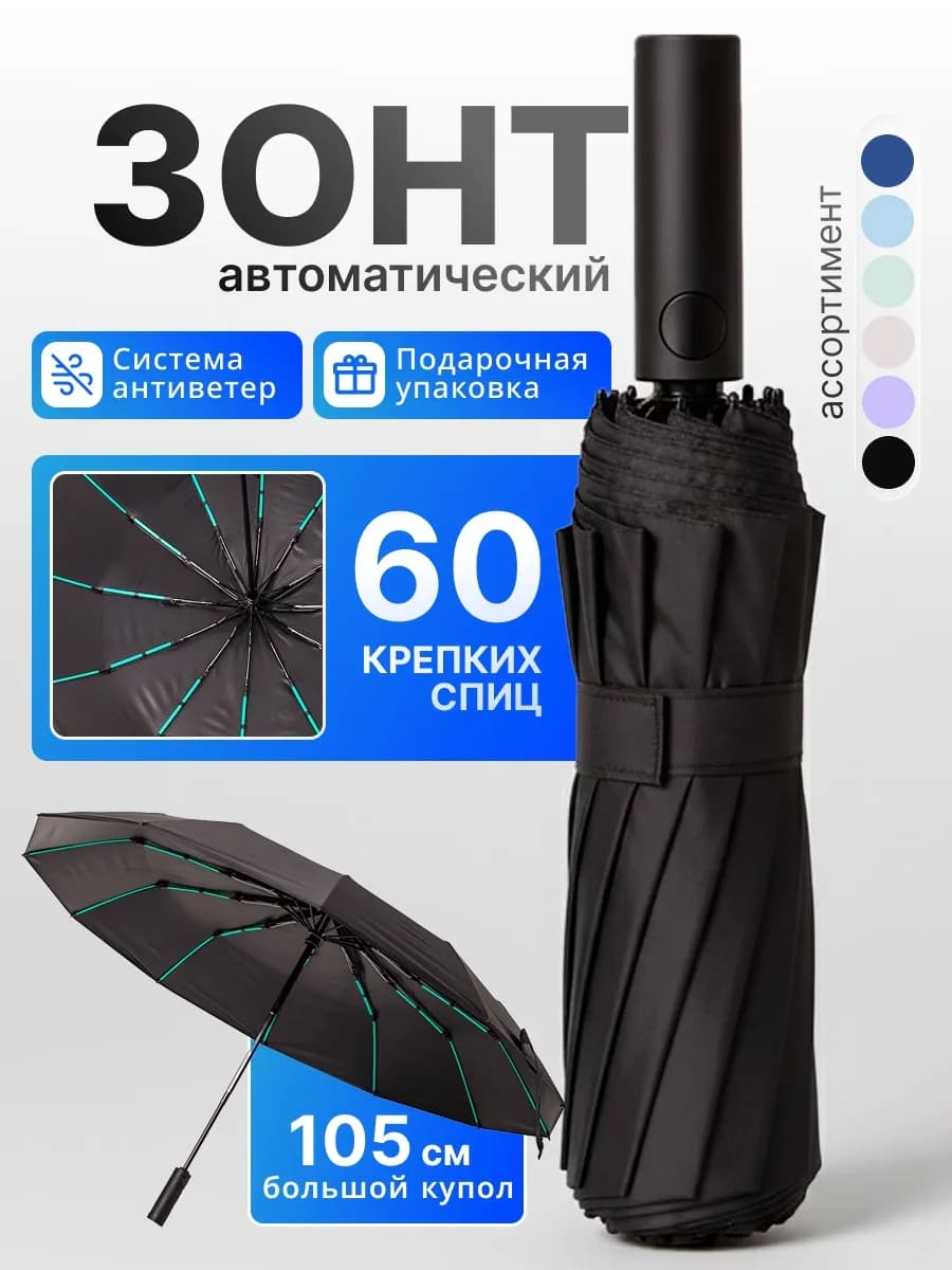 Зонт автомат складной компактный антиветер защита от дождя