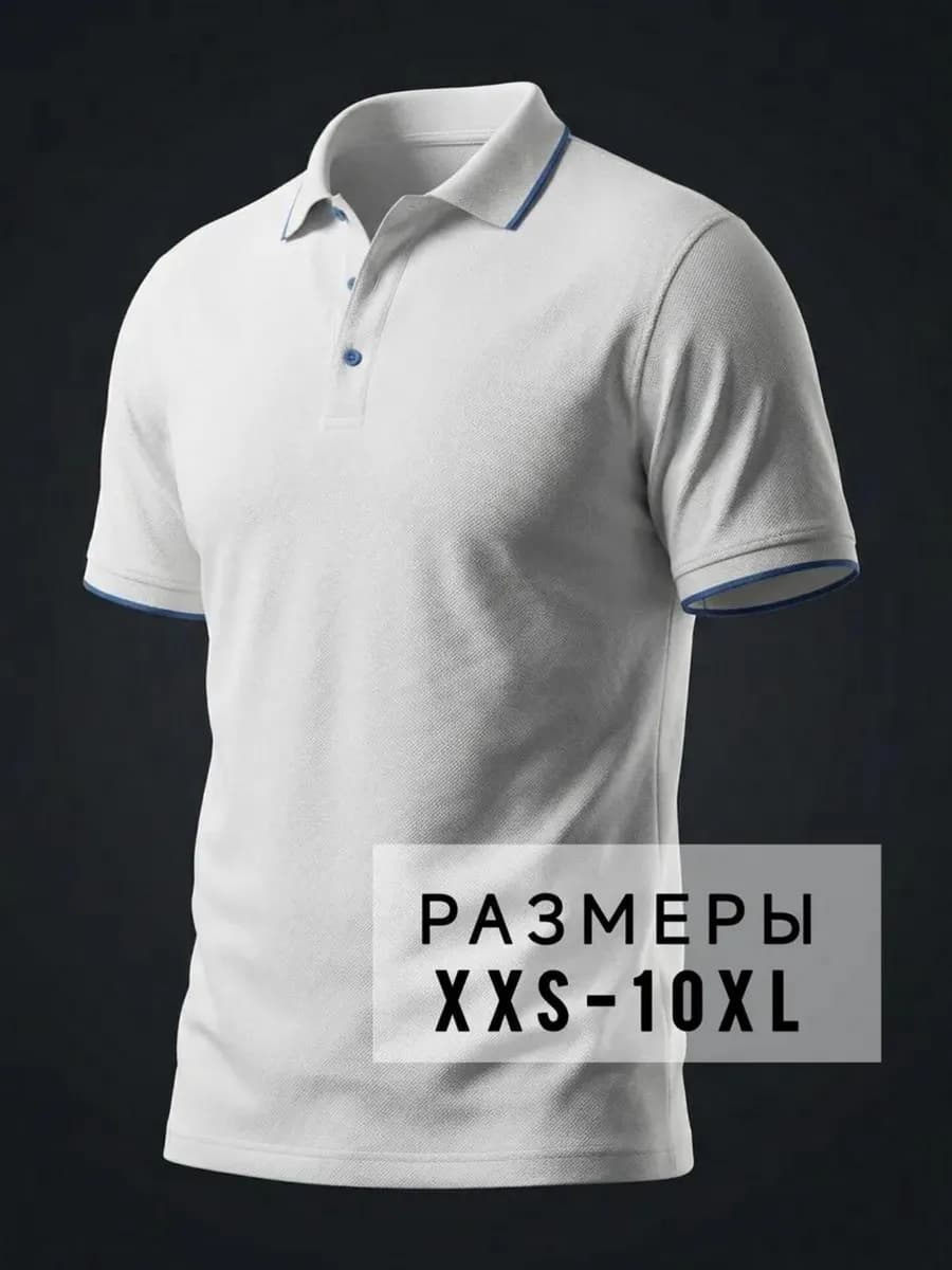Футболка поло белая с коротким рукавом