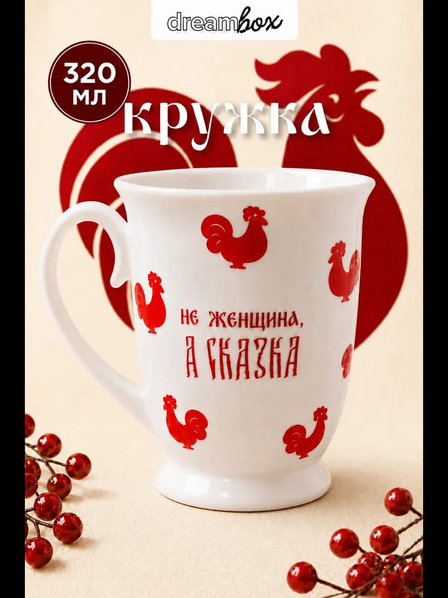 Кружка керамическая 320 мл в русском стиле с надписью