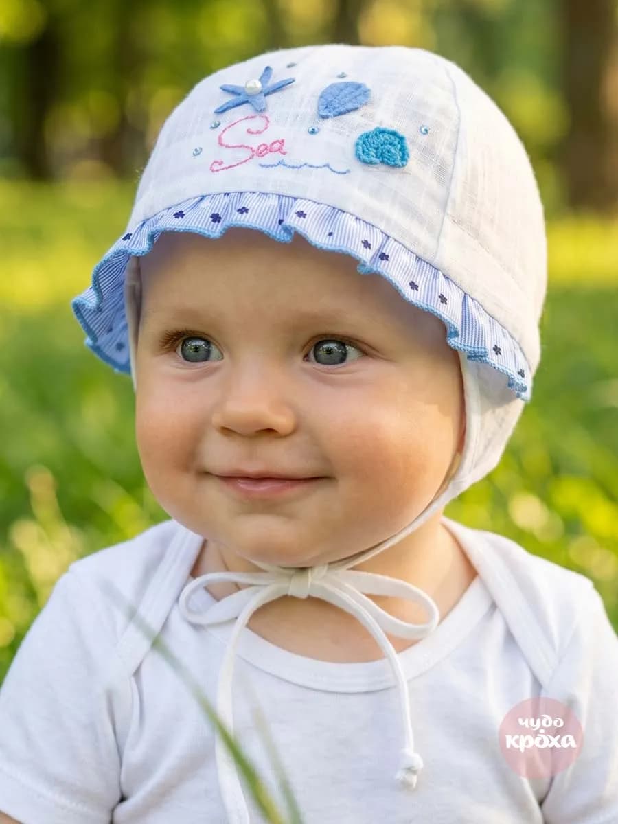 Чепчик для новорожденного белый однослойный хлопок