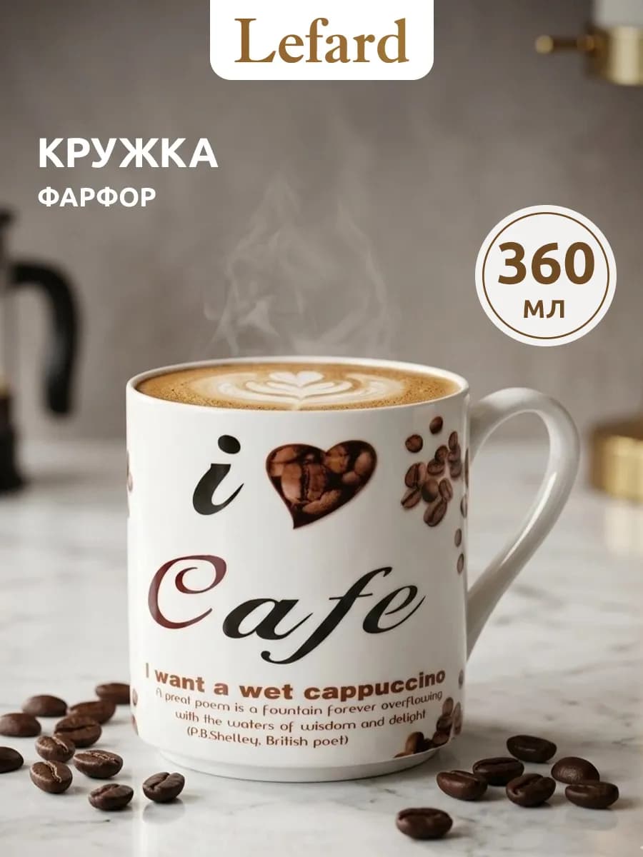 Кружка для чая и кофе фарфоровая 360 мл