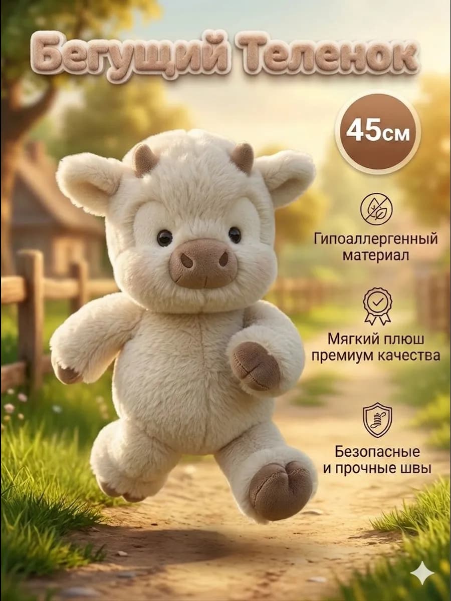 Бегущий теленок игрушка интерактивная