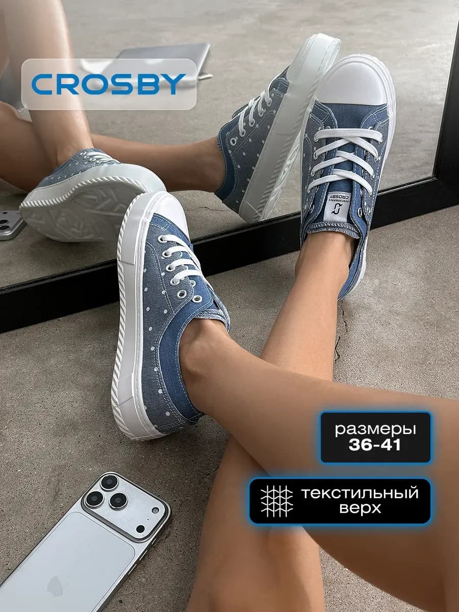 Кеды летние текстильные в горошек