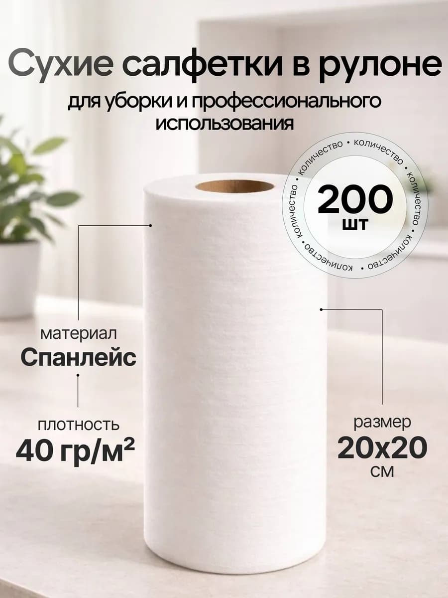 Салфетки для уборки на втулке,200 шт
