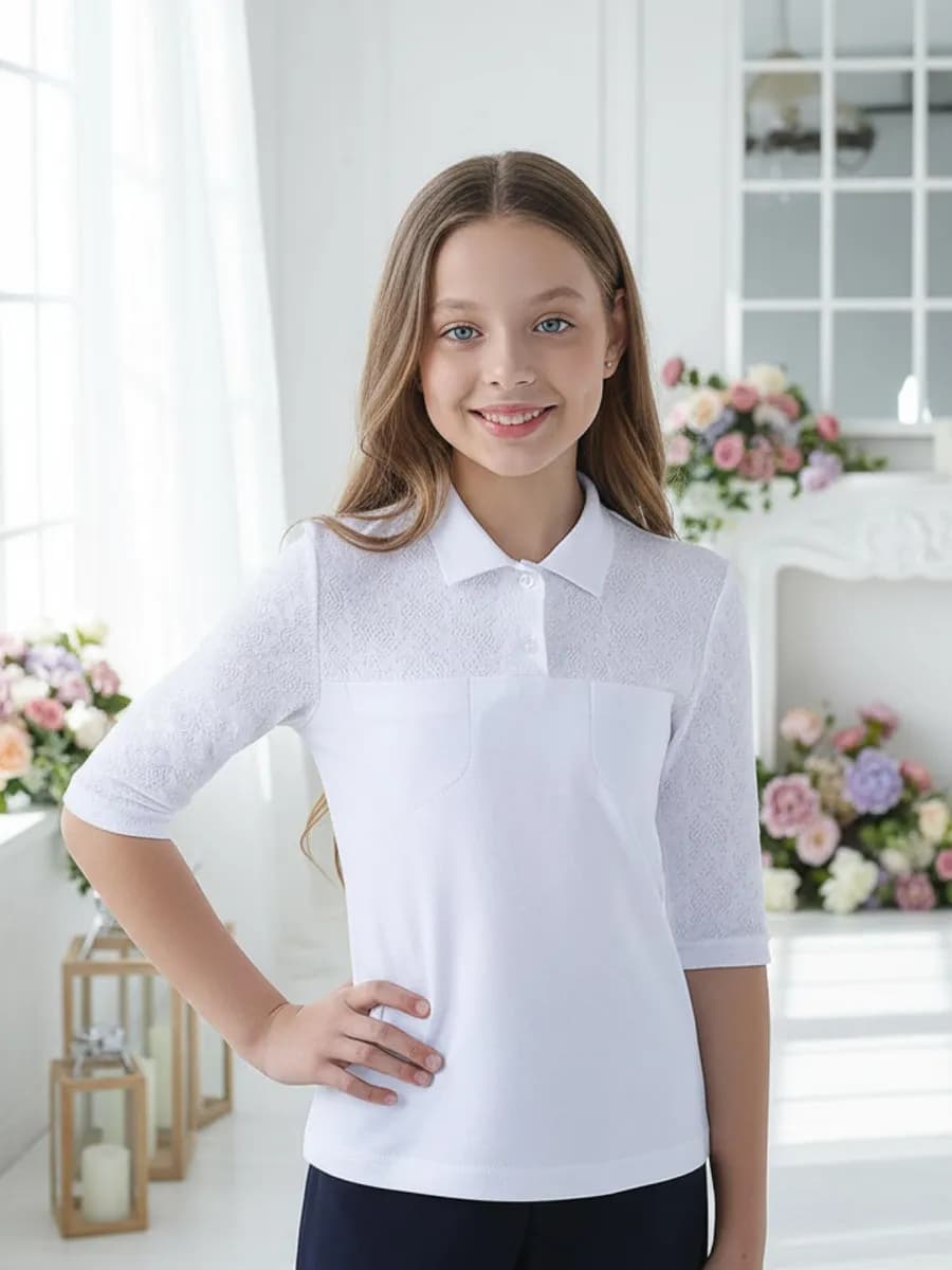 Блузка нарядная школьная трикотажная