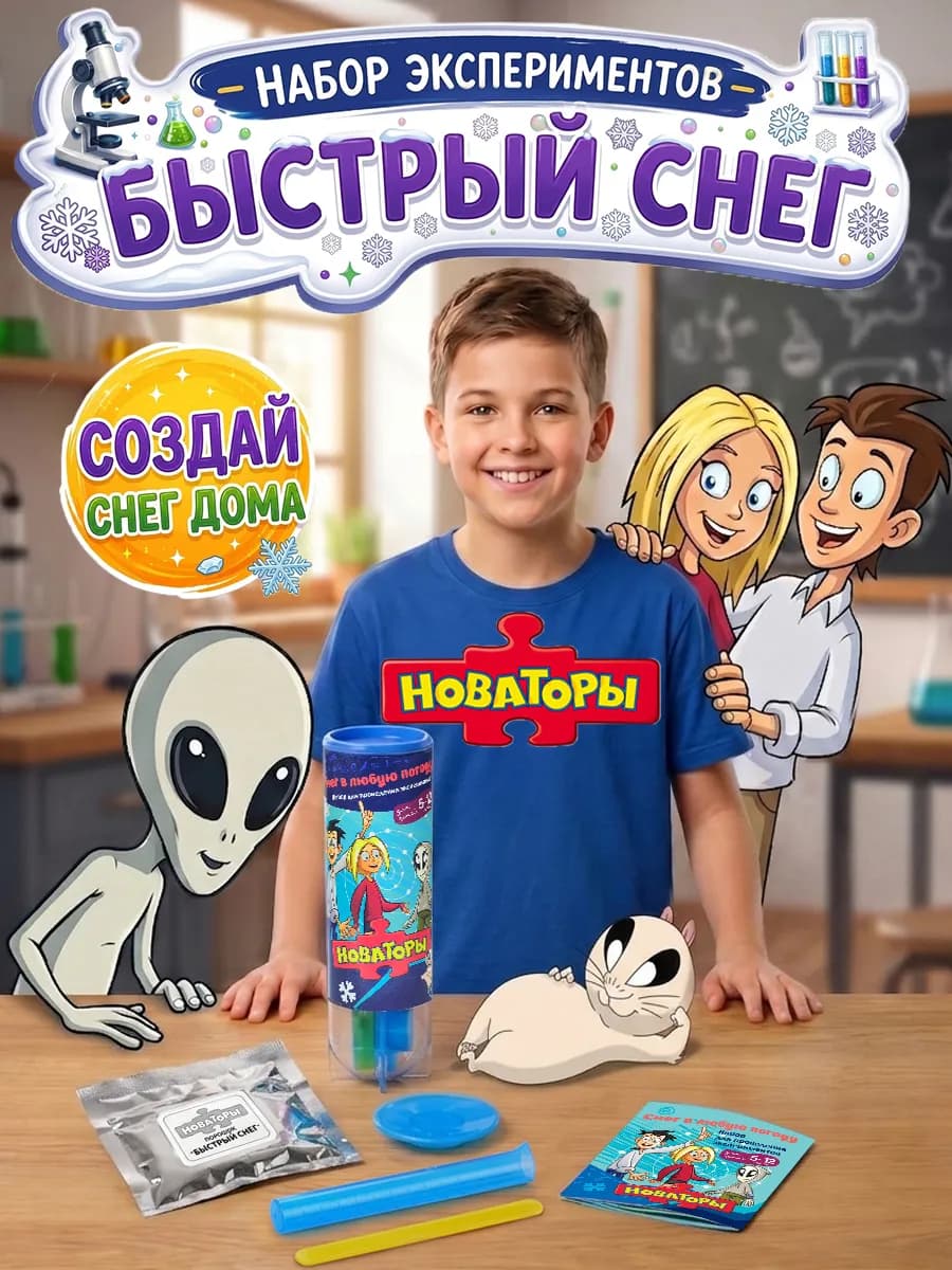 Набор опытов и экспериментов для детей Снег
