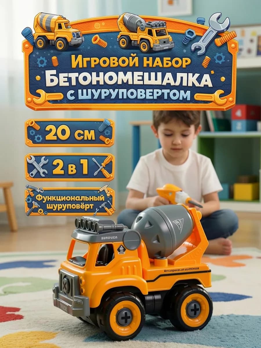Детская игрушка машина конструктор с шуруповертом