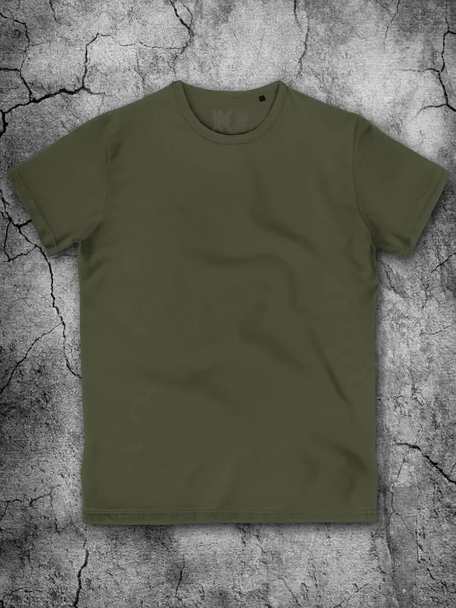 Футболка мужская хаки однотонная без рисунка премиум хлопок