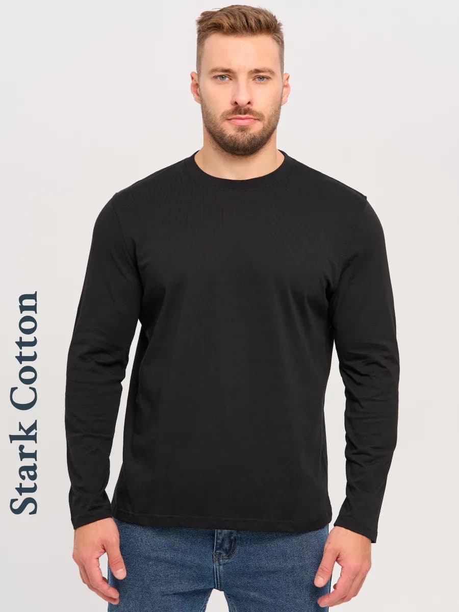 Лонгслив однотонный с длинным рукавом