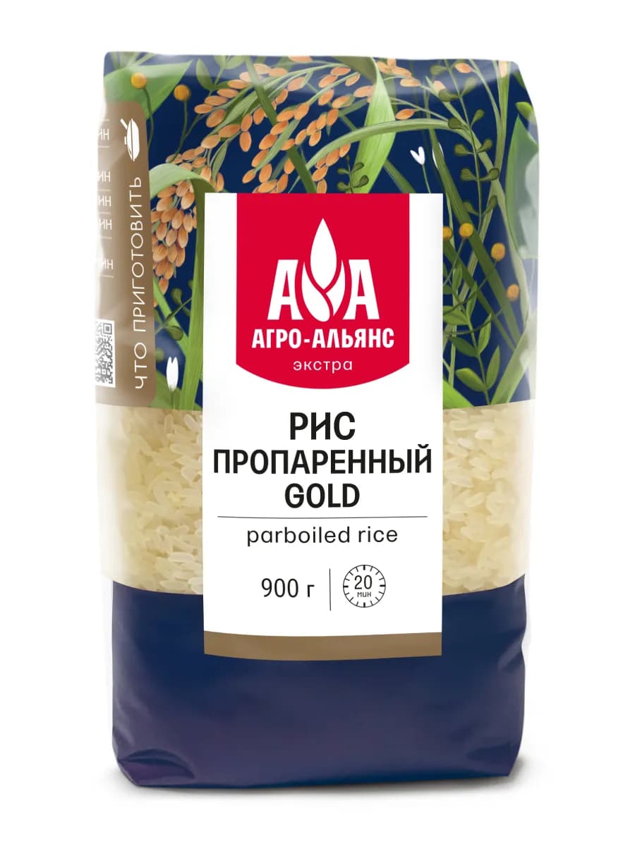 Рис пропаренный GOLD 900г
