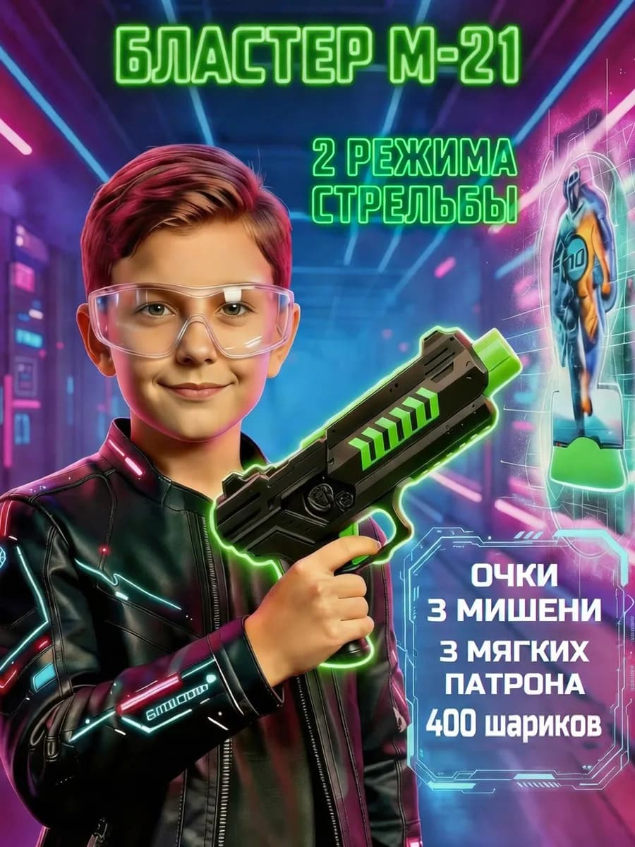 Игрушечное оружие пистолет бластер с пульками орбизами