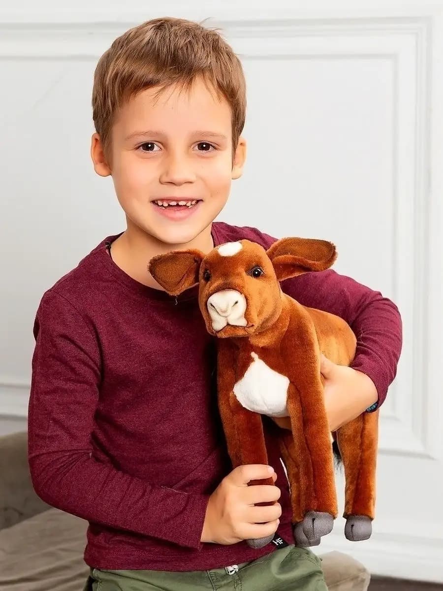 Реалистичная мягкая игрушка Бык, Теленок 34 см - фото 1