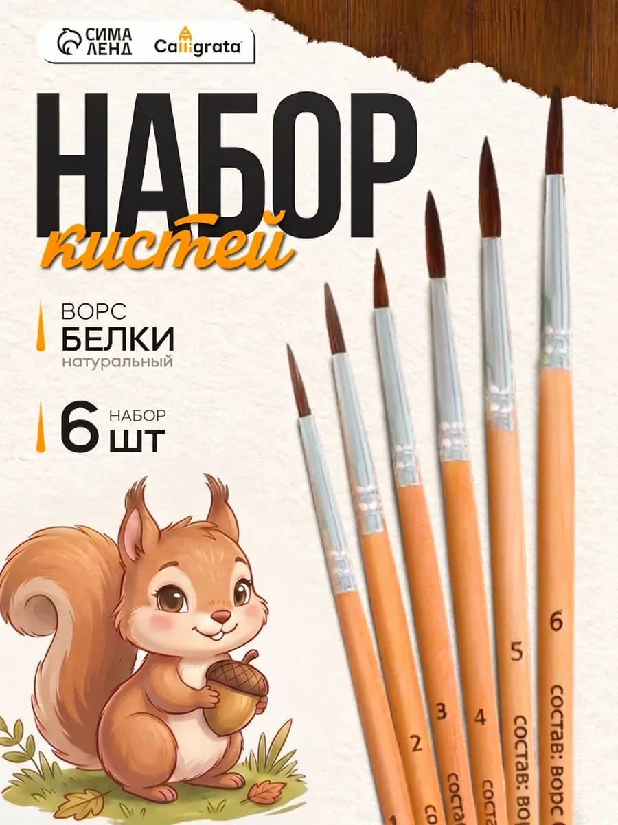 Кисти для рисования, художественный набор 6 шт Белка