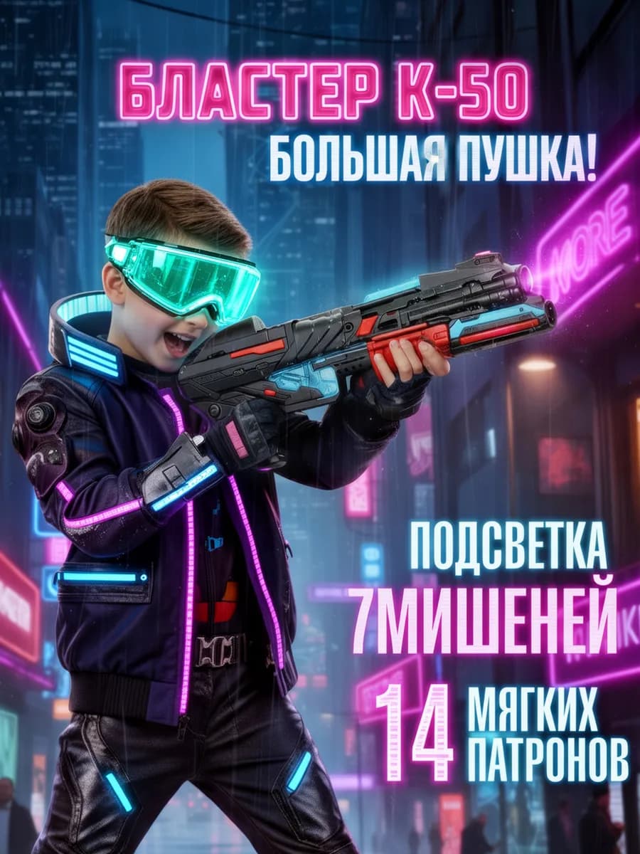 Набор оружия большой пистолет бластер с мягкими пулями