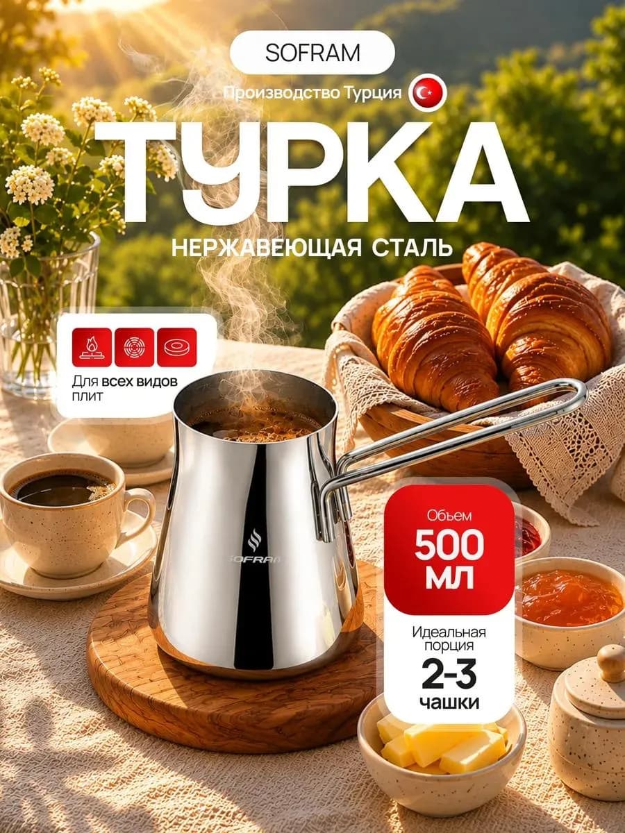 Турка для кофе из нержавеющей стали 500 мл