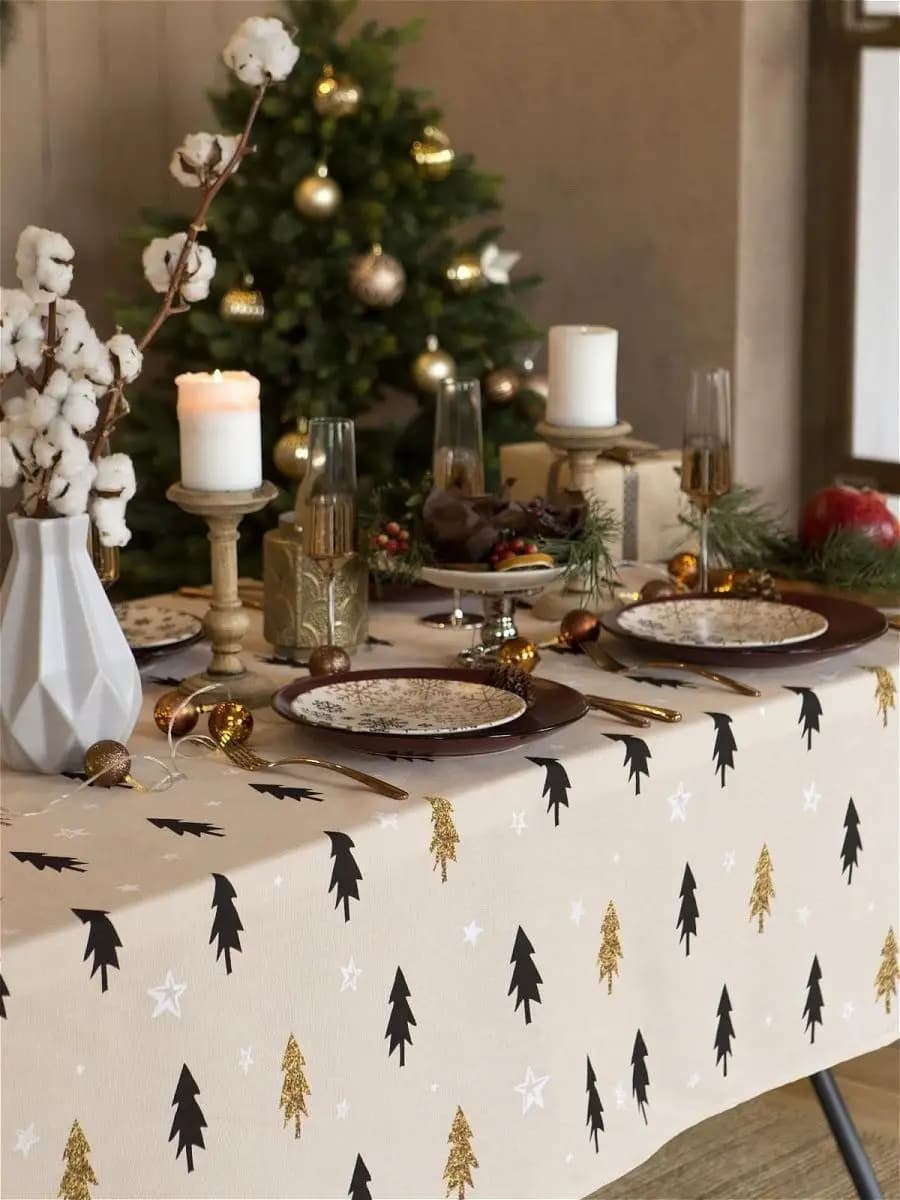 Прямоугольная скатерть 146*110 см для стола новогодняя - фото 1