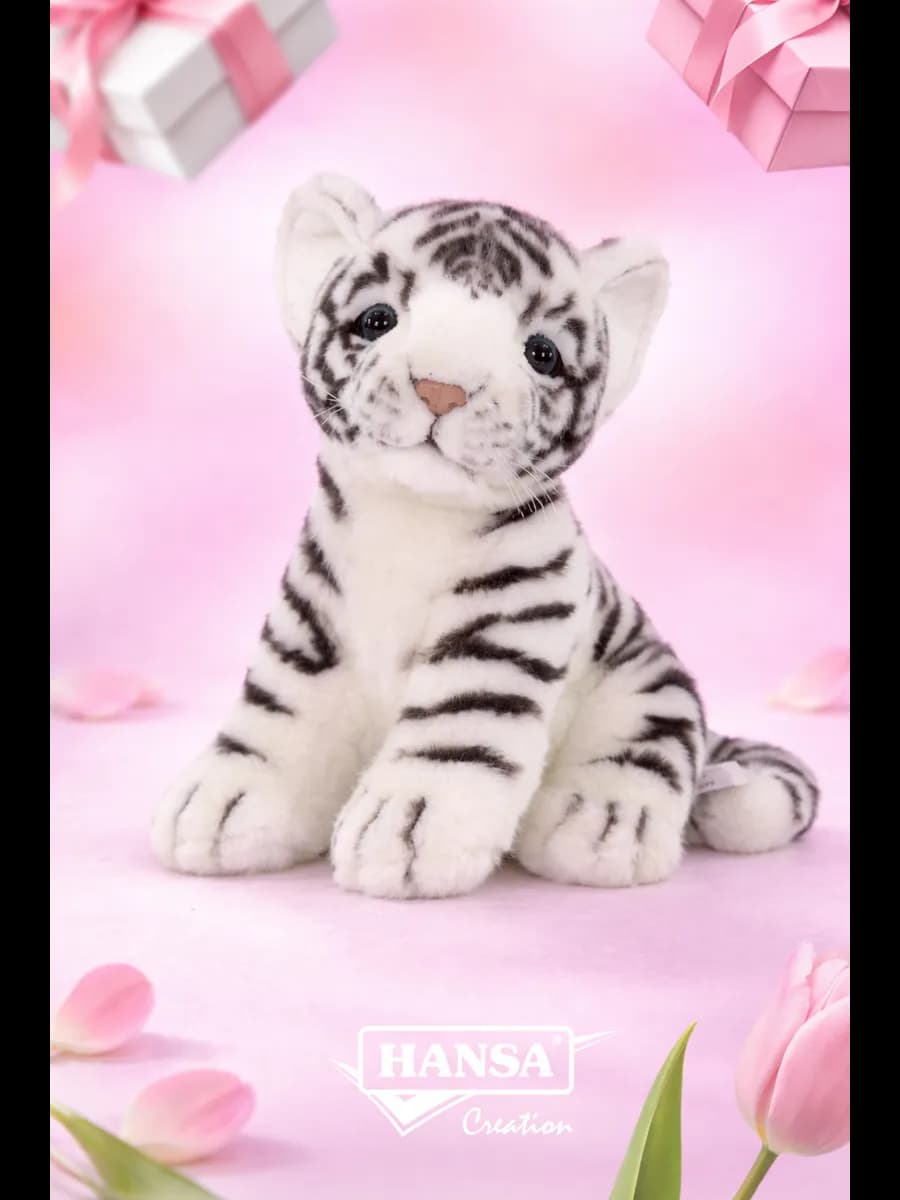 Мягкая игрушка Тигренок, белый, 18 см