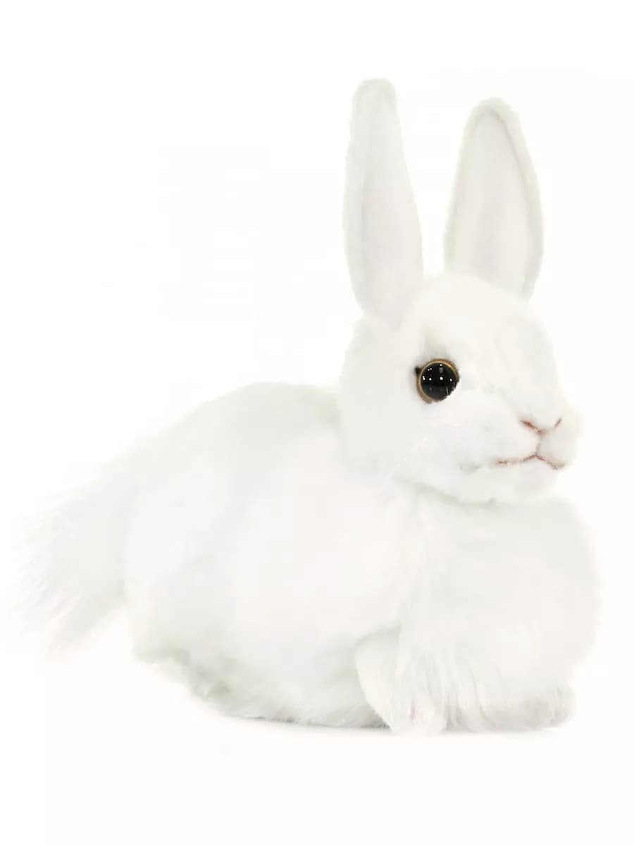 Реалистичная мягкая игрушка белый кролик 16см