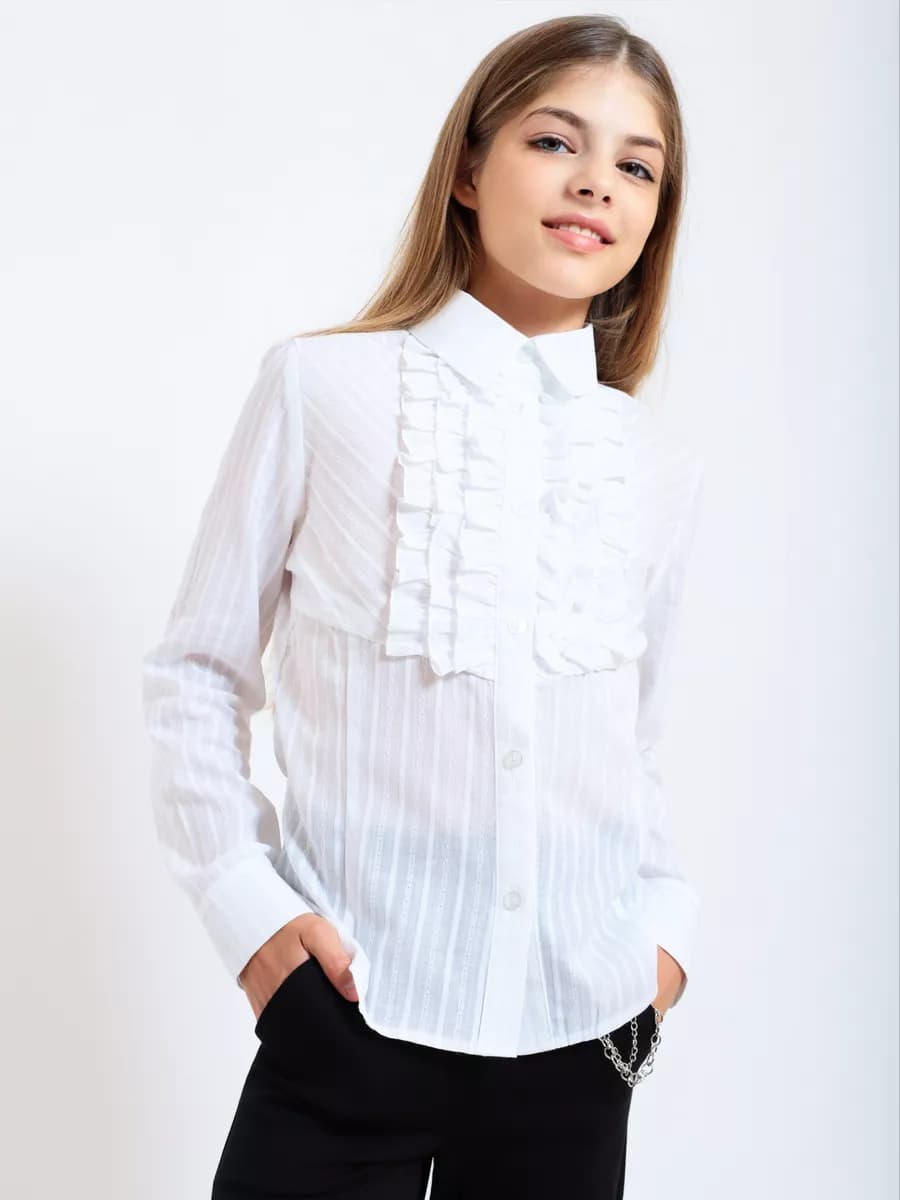 Блузка рубашка хлопковая школьная