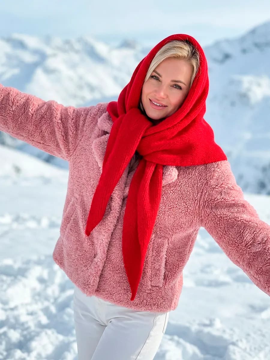 Косынка платок шарф вязанная шерстянная зимняя