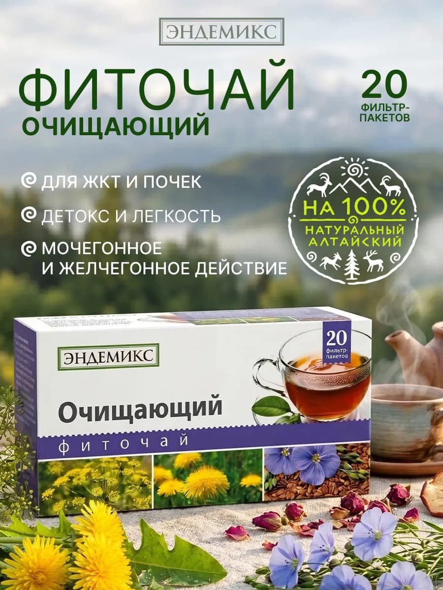 Травяной чай детокс очищающий для здоровья ЖКТ и почек