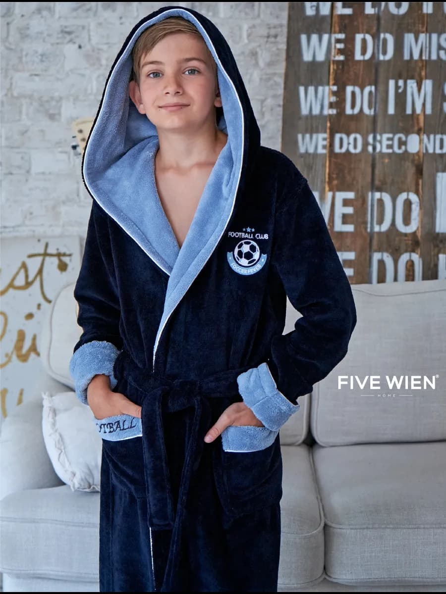 Халат махровый детский с капюшоном для мальчика RONALDO