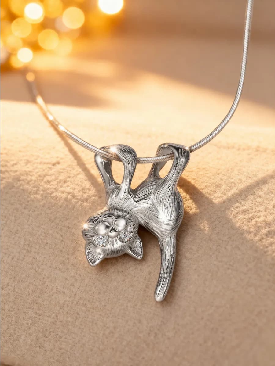 Подвеска серебро 925 на шею Котик серебряная кошка